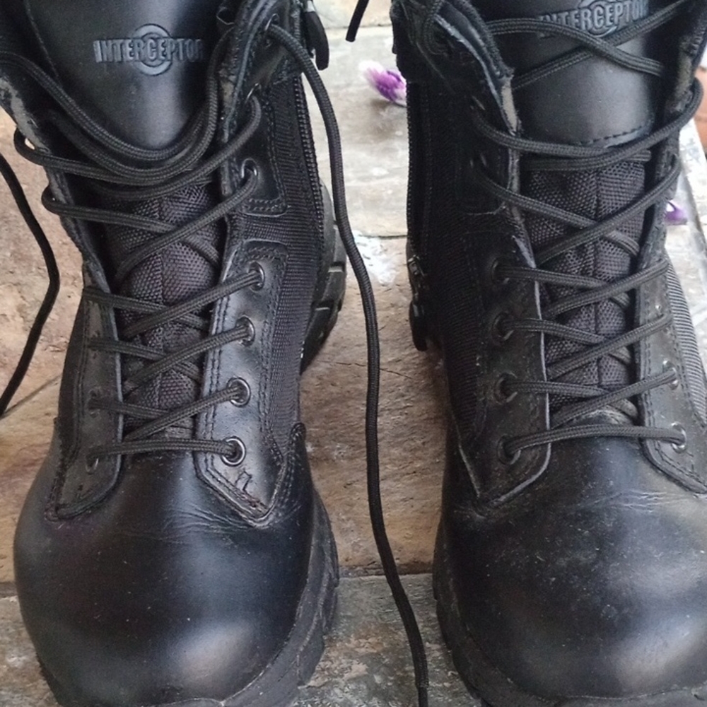 Interceptor Black Lace Up Boots for Women